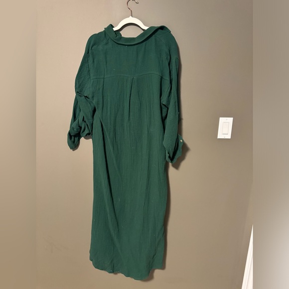 Dark Green Button Up Duster Dress Size S - Picture 2 of 3